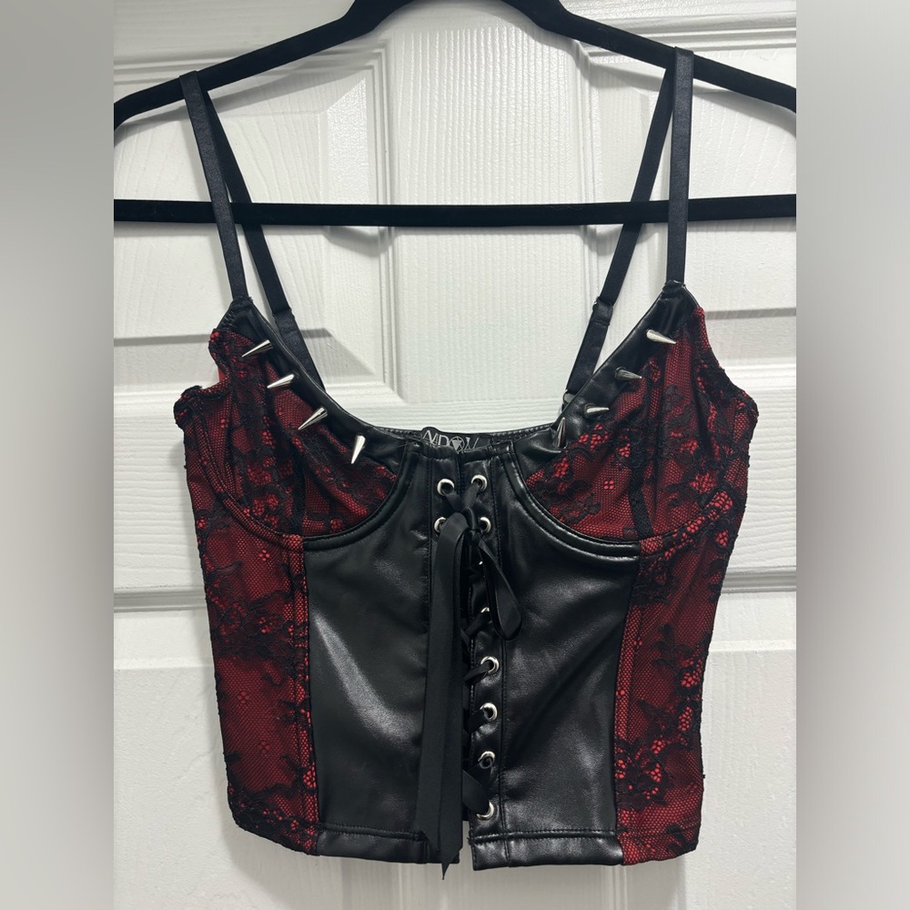 NWOT Dolls Kill / Widow Steel Hearts Corset Top